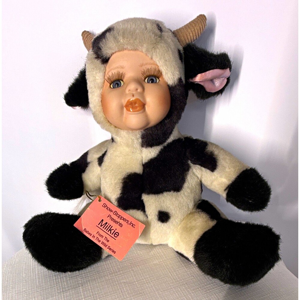 Show-Stoppers, Inc. “Milkie” Babes In The Wild Porcelain Face Plush Cow Doll